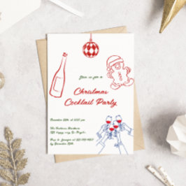 Convites Whimsical Hand Draked Christmas Cocktail Party