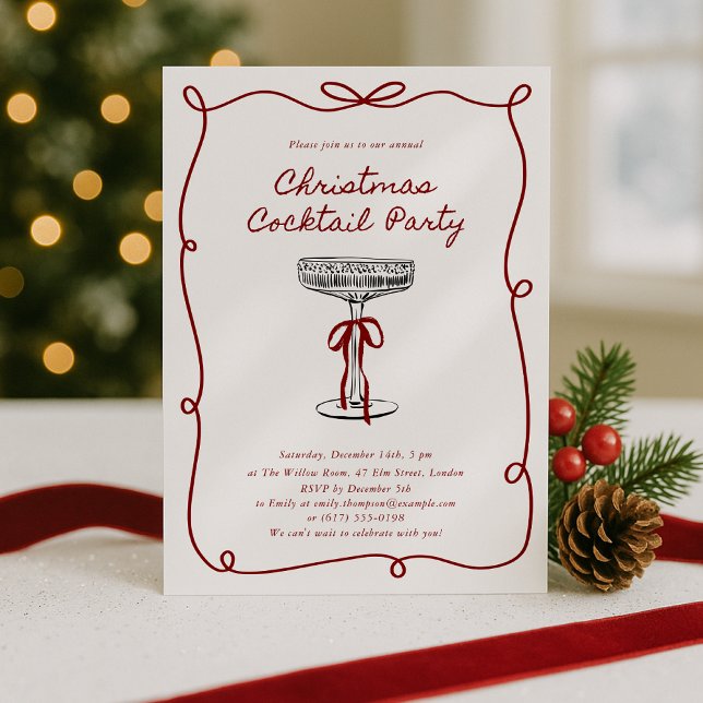 Convites Whimsical Hand Draked Christmas Cocktail Party (Criador carregado)