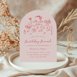 Convites Whimsical Hand Drawn Birthday Brunch Tea Party