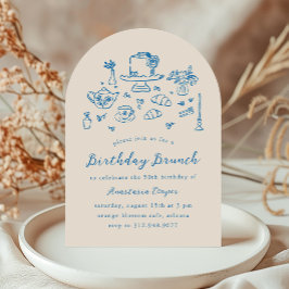Convites Whimsical Hand Drawn Birthday Brunch Tea Party