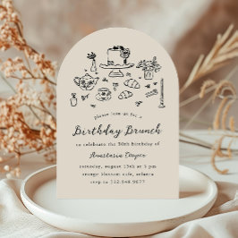 Convites Whimsical Hand Drawn Birthday Brunch Tea Party