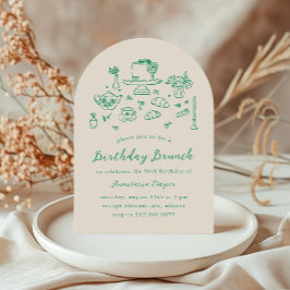 Convites Whimsical Hand Drawn Birthday Brunch Tea Party