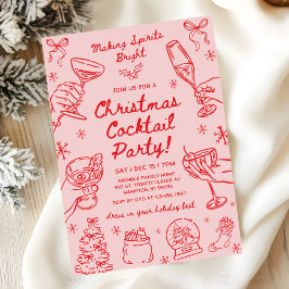 Convites Whimsical Hand Drawn Christmas Cocktail Party