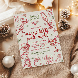 Convites Whimsical Hand Drawn Christmas Girls Night