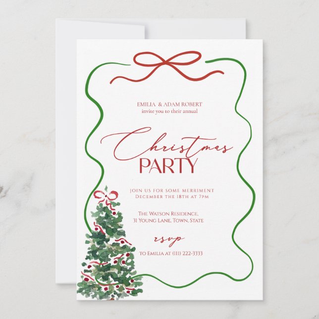 Convites Whimsical Hand Drawn Christmas Party  (Frente)