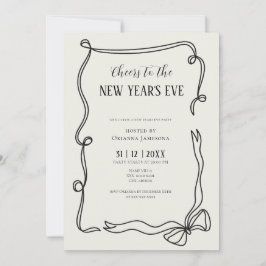 Convites Whimsical Hand Drawn Coquette New Years Eve Party