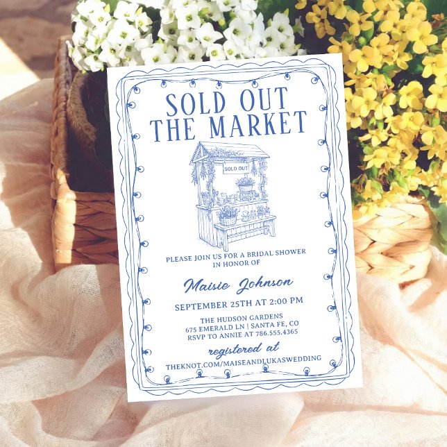 Convites Whimsical Hand Drawn Flower Market Bridal Shower (Criador carregado)
