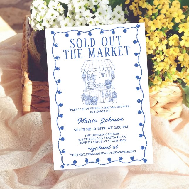 Convites Whimsical Hand Drawn Flower Market Bridal Shower (Criador carregado)