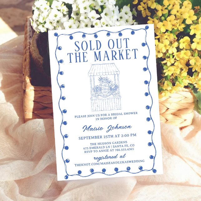 Convites Whimsical Hand Drawn Flower Market Bridal Shower (Criador carregado)