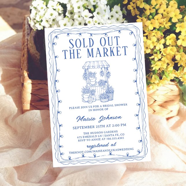 Convites Whimsical Hand Drawn Flower Market Bridal Shower I (Criador carregado)