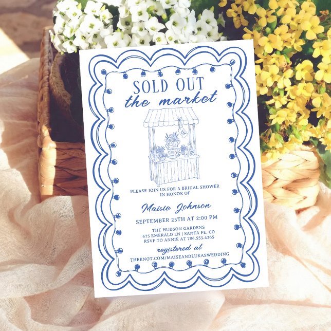 Convites Whimsical Hand Drawn Flower Market Bridal Shower I (Criador carregado)