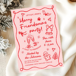 Convites Whimsical Hand Drawn Friendsmas Christmas Party