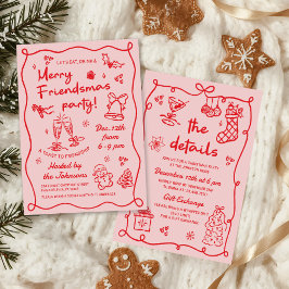 Convites Whimsical Hand Drawn Friendsmas Christmas Party