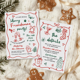 Convites Whimsical Hand Drawn Friendsmas Christmas Party