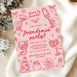 Convites Whimsical Hand Drawn Friendsmas Christmas Party