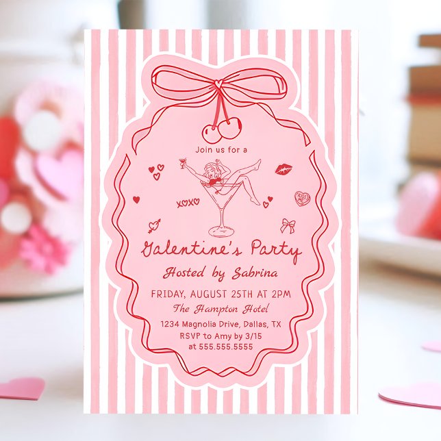Convites Whimsical Hand Drawn Galentine's Day Invitation (Criador carregado)