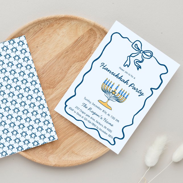 Convites Whimsical Hand Drawn Hanukkah Holiday Party   (Criador carregado)