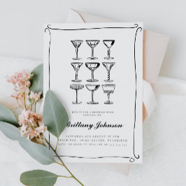 Convites Whimsical Hand Drawn Martini Aniversário
