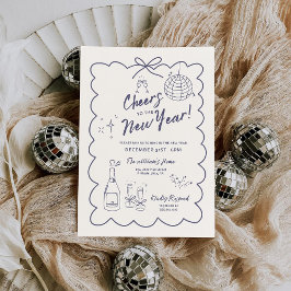 Convites Whimsical Hand Drawn New Year Party Invitation