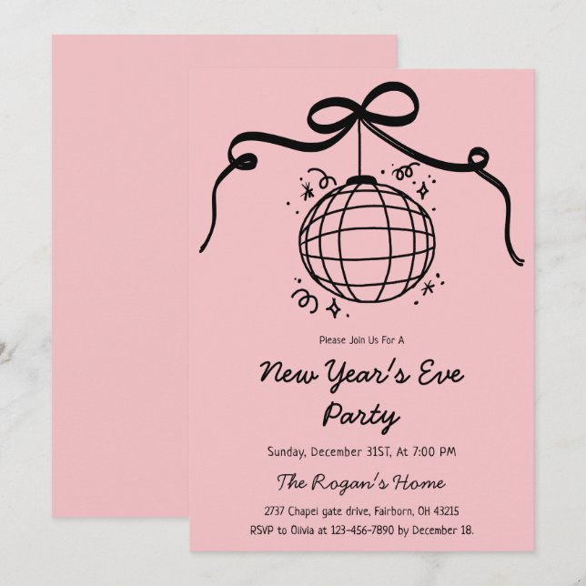 Convites Whimsical Hand Drawn New Year's Eve Party  (Frente/Verso)