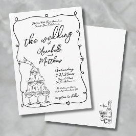 Convites Whimsical Hand Drawn Quirky Wedding