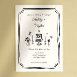 Convites Whimsical Hand Drawn Quirky Wedding
