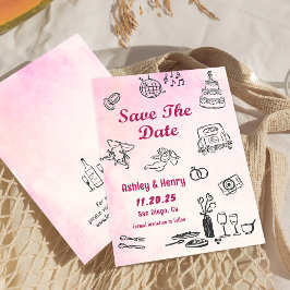 Convites Whimsical Hand Drawn Quirky Wedky Salvar A Data