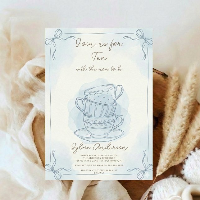 Convites Whimsical Hand Drawn Tea Baby Shower (Criador carregado)