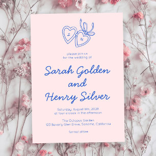 Convites Whimsical Heart Locket Doodle Sketch Modern CUSTOM