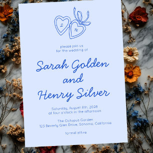 Convites Whimsical Heart Locket Doodle Sketch Modern CUSTOM