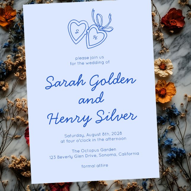 Convites Whimsical Heart Locket Doodle Sketch Modern CUSTOM (Whimsical Heart Locket Doodle Sketch Modern CUSTOM Invitation
)