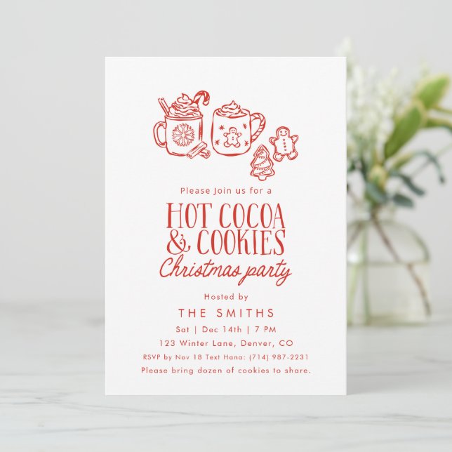 Convites Whimsical Hot Cocoa Cookies Christmas Party (Em pé/Frente)