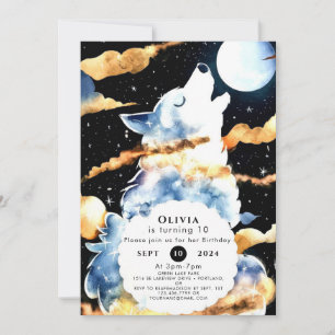 Convites Whimsical Howling Wolf Birthday