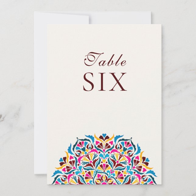 Convites Whimsical Ivory Floral Border Wedding Table Number (Frente)