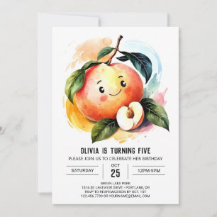 Convites Whimsical Juicy Fruta Peach Aniversário