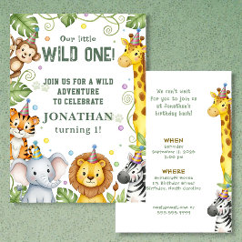 Convites Whimsical Jungle Safari Animal Birthday Invitation