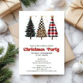 Convites Whimsical leopard and gold Christmas tree invite