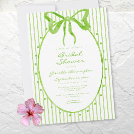 Convites Whimsical Lime Watercolor Bow Stripe Bridal Shower