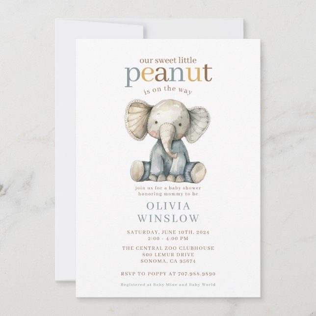 Convites Whimsical Little Elephant Baby Shower (Frente)