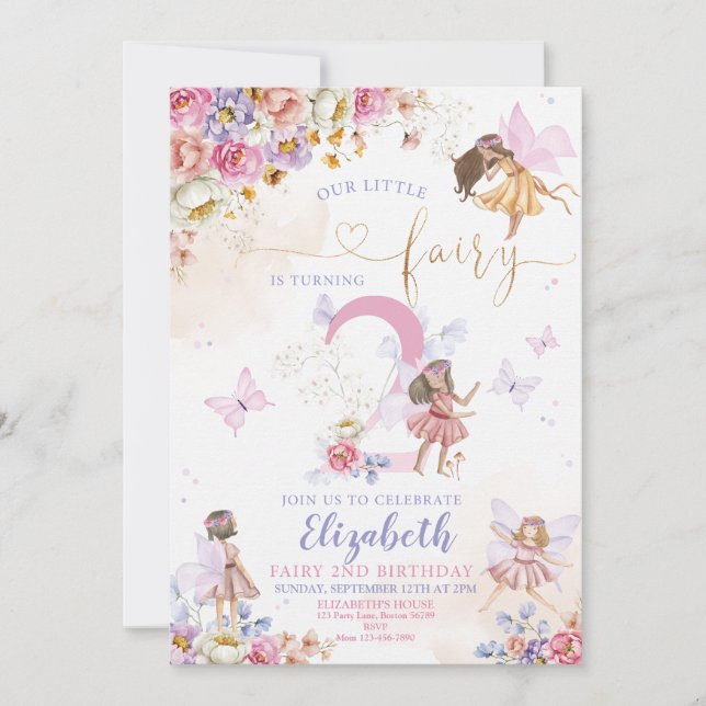 Convites Whimsical Magical Floral Birthday (Frente)