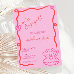 Convites Whimsical Mand Drawn Quirky Wavy Festa de noivado