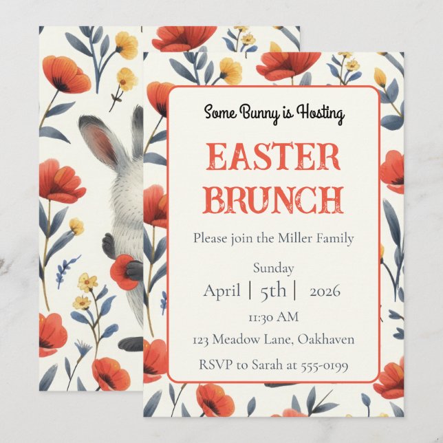Convites Whimsical Meadow Personalized Easter Brunch (Frente/Verso)