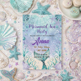 Convites Whimsical Mermaid Under the Sea Birthday Party 
