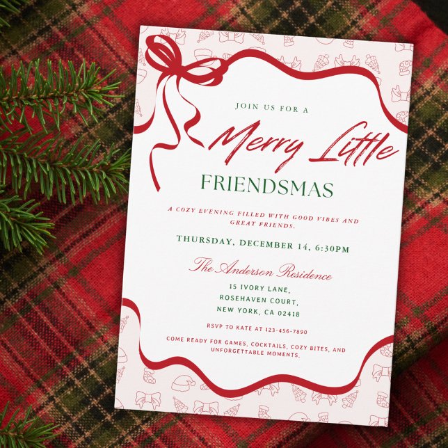 Convites Whimsical Merry Little  Friendsmas Christmas Party (Criador carregado)