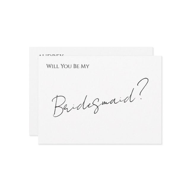 Convites Whimsical Minimal Script Bridesmaid Proposal Card (Frente/Verso In Situ)