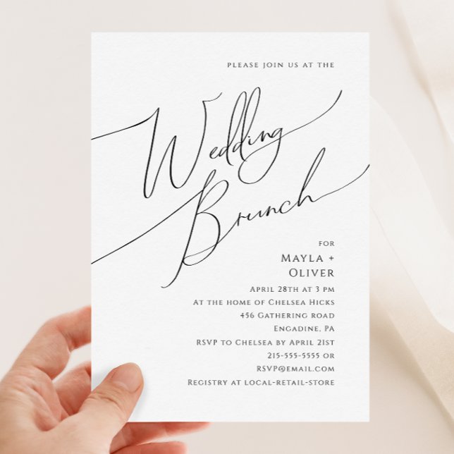 Convites Whimsical Minimalist Script Wedch (Criador carregado)