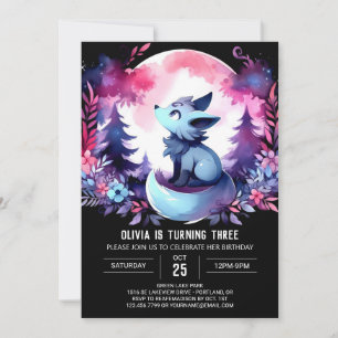 Convites Whimsical Modern Wolf Birthday