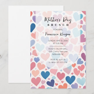Convites Whimsical Multicolored Hearts Mothers Day Party