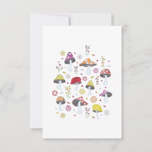 Convites Whimsical Mushrooms (Frente)