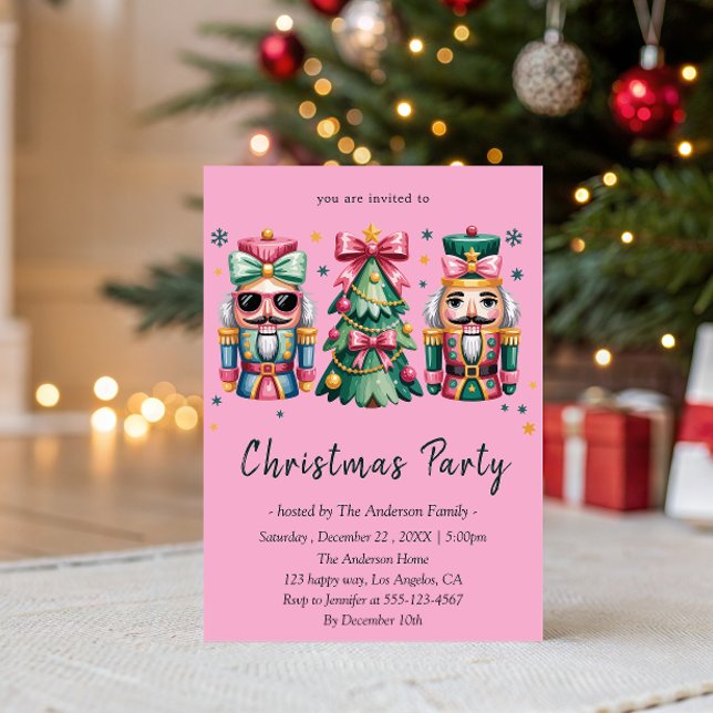 Convites Whimsical Nutcracker& Christmas Tree Holiday Party (Criador carregado)